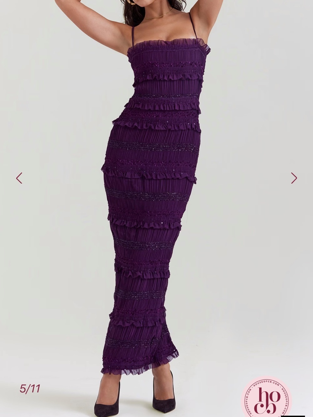 House of CB SOLANA Grape Sequin Pleat Corset Dress - Picture 6 of 15